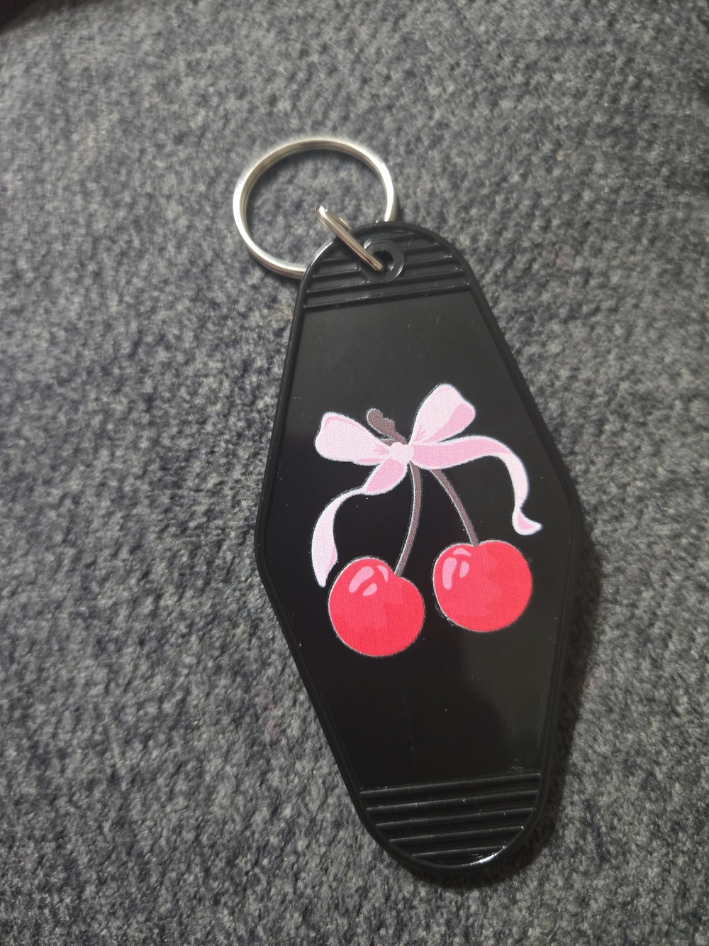 Black Cherry Key & Card Holder Keychain with Pink Bow